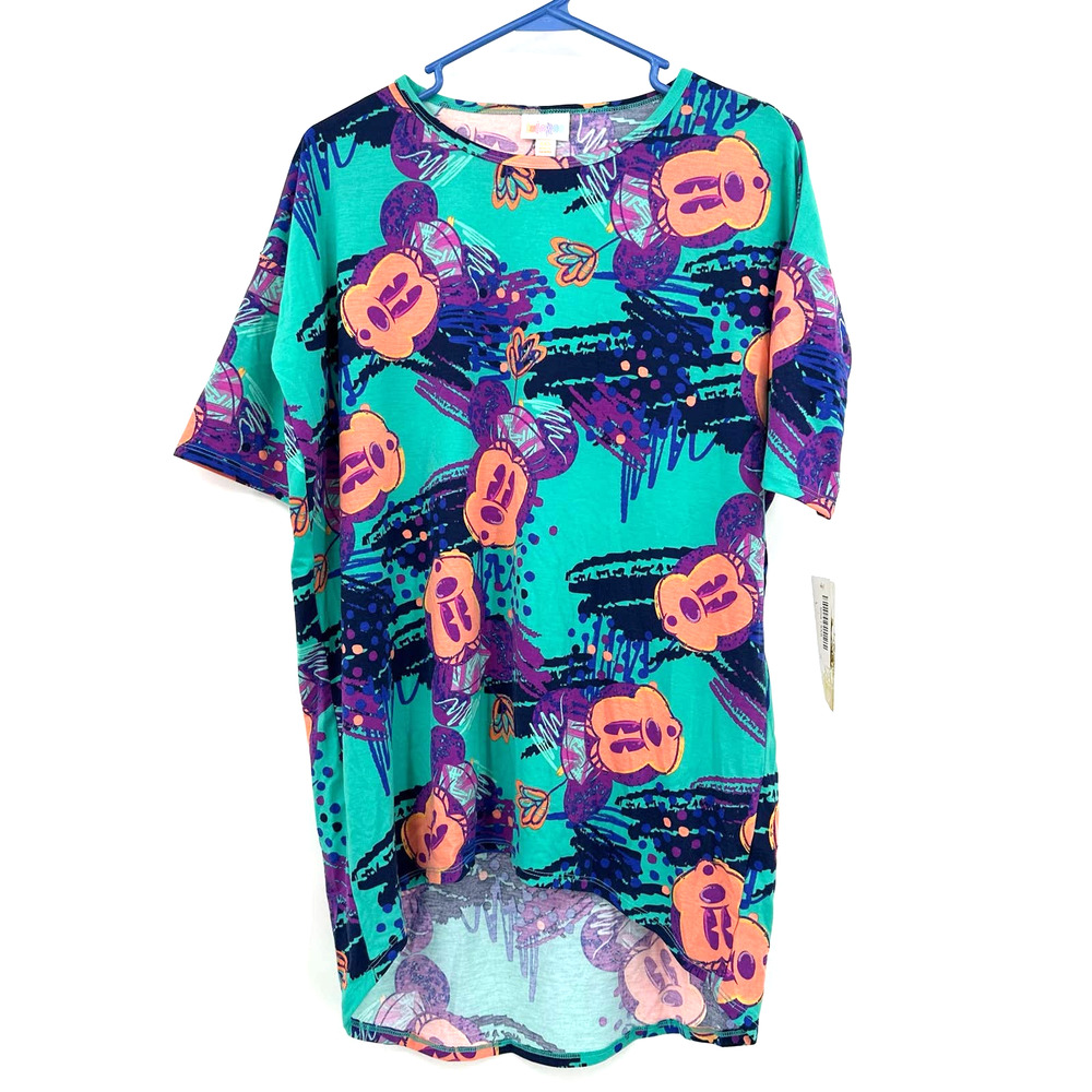 NWT Disney Lularoe collab size XXS Irma Minnie Mouse print teal purple black